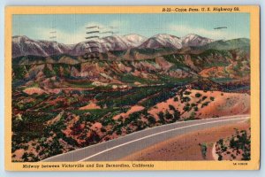 San Bernardino California CA Postcard Historic Cajon Pass 1947 Vintage