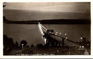 Washington Seattle Lake Washington Floating Bridge At Night Real Photo