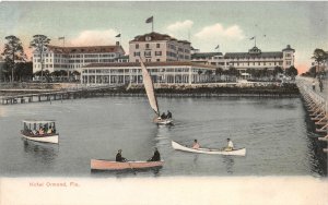 H25/ Ormond Florida Postcard c1910 Hotel Ormond Sailboat Pier