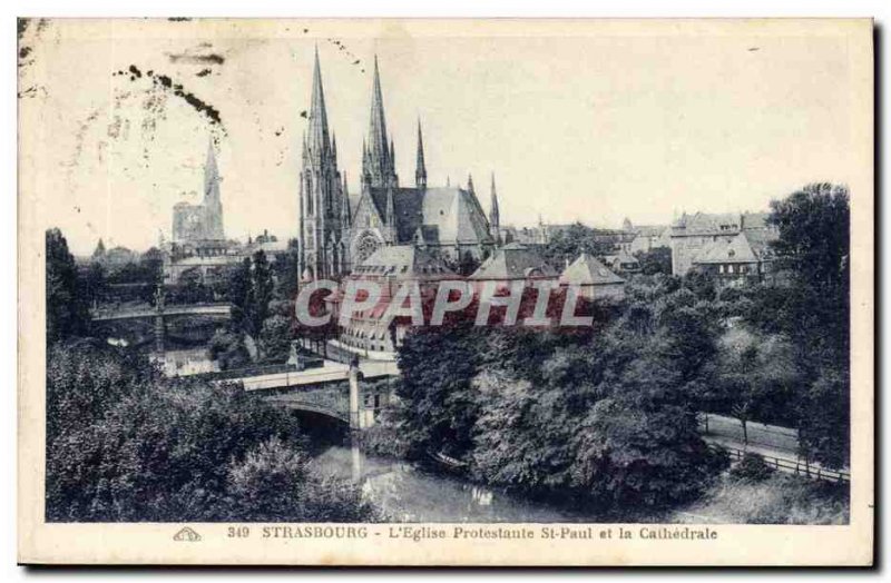 Old Postcard Strasbourg L & # Protestant 39eglise St Paul cathedral