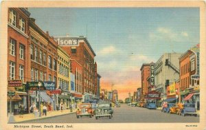 Automobiles Michigan Street Bend Indiana City News Teich 1940s Postcard 20-12161
