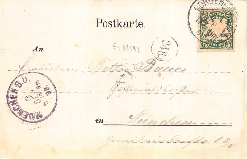 Germany 1898 Gruss vom Forsthause Graseck Mountains vintage postcard