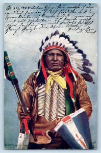 Native American Indian Chief Eagle Track Oilette Tuck's Waynesboro PA Postcard