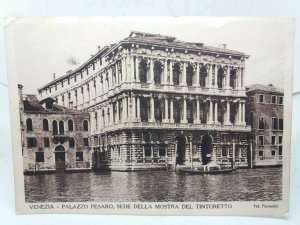 Venezia Palazzo Pesaro Italy Sede Mostra del Tintoretto Vtg Venice Postcard 1937