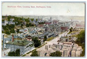 1924 Bird's Eye View Looking East Burlington Iowa IA Antique Postcard