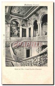 Old Postcard Poitiers City Hotel Grand Staircase & # 39Honneur