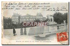 Old Postcard Paris the Senate and the Luxembourg Gardens Lion