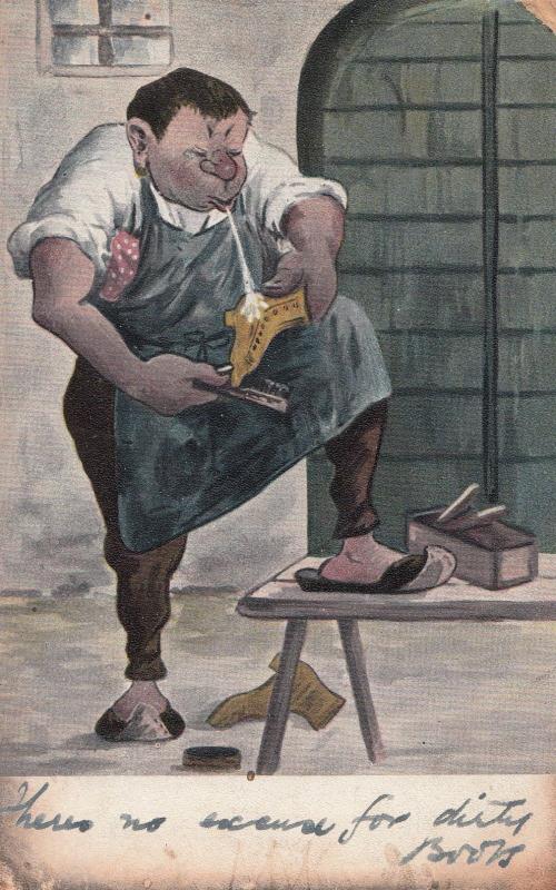 Antique Shoe Maker Blacksmith Comic 1906 Postcard