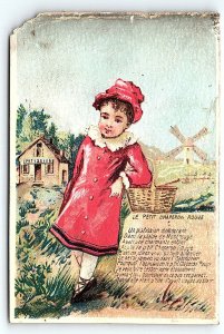 c1880 LITTLE RED RIDING HOOD BIG BAD WOLF FRENCH VICTORIAN TRADE CARD Z4119