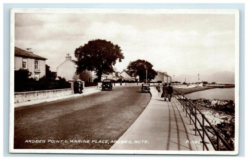 Ardbeg Point & Marine Place Bute Scotland Real Photo Postcard RPPC