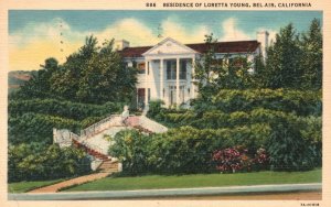 Vintage Postcard 1935 View of Residence of Loretta Young Bel-Air California CA