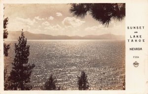 J81/ Lake Tahoe Nevada RPPC Postcard c1940-50s Sunset on Lake 232