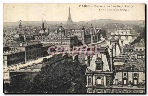 Postcard Old Paris Panorama of the Seven Bridges