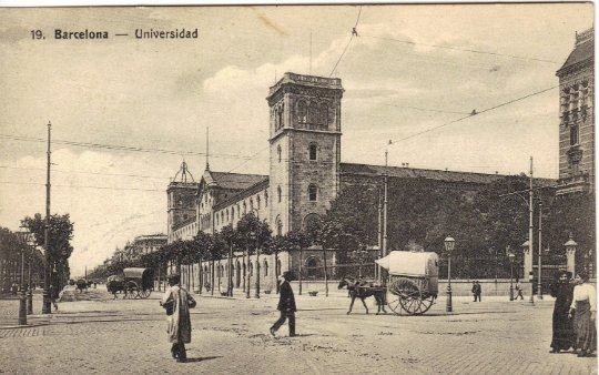 Street Scene in Barcelona Vintage Postcard Early 1900