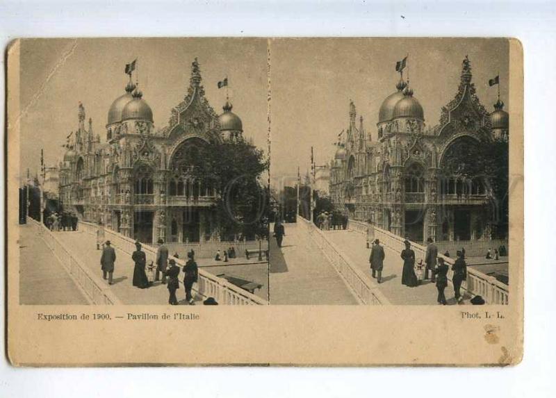 233088 FRANCE PARIS Exposition 1900 Italy pavilion Stereo view