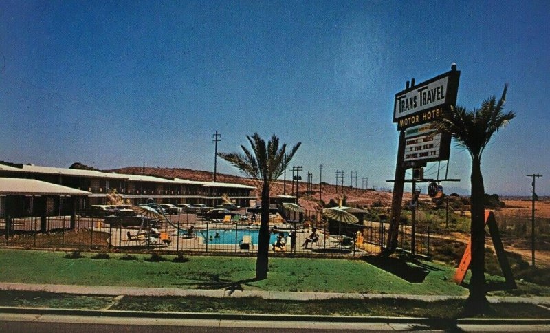 Trans Travel Motor Hotel Roadside Motel Postcard Swimming Pool Tempe AZ