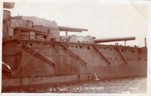 HMS Conqueror Ship Military Guns Circa WW1 Old Real Photo Postcard