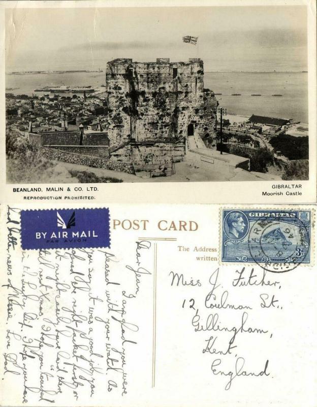 Gibraltar, Moorish Castle (1946) Beanland, Malin & Co. RPPC Postcard