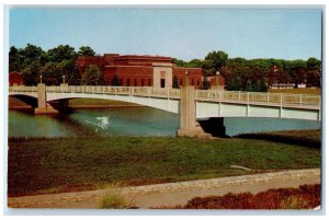 Memorial Union Footbridge And Fine Arts Building Iowa City IA Vintage Postcard