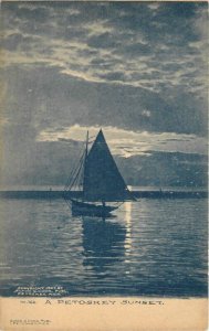 Michigan Petoskey Sailboat Sunset Cook Postcard 22-7993