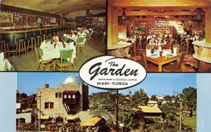Miami Florida 1950-60s Postcard The Garden Restaurant & Cocktail Lounge