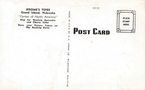 LP70 Grand Island  Nebraska Postcard Roadside Jeromes Tepee U.S. 30 HWY 