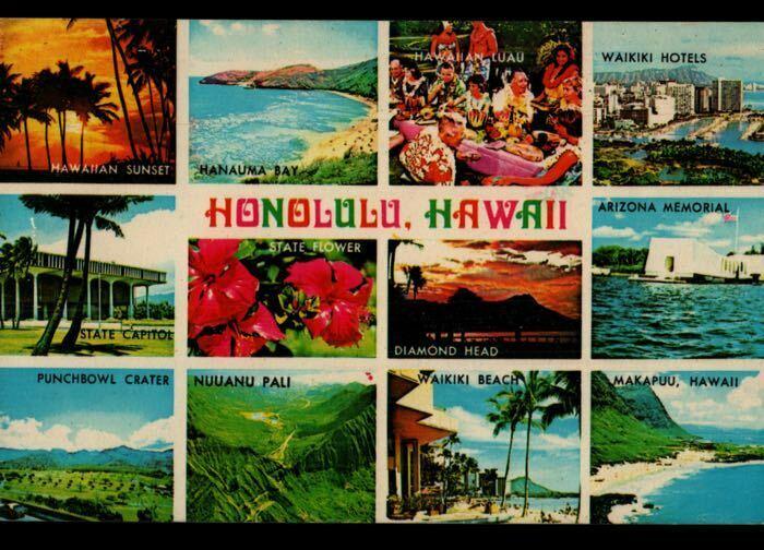 Honolulu HI Perry GA Multi View Waikiki Makapuu Beaches Vintage Postcard D01