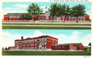 Vintage Postcard T. L. Handy Junior High School Building Bay City Michigan MI