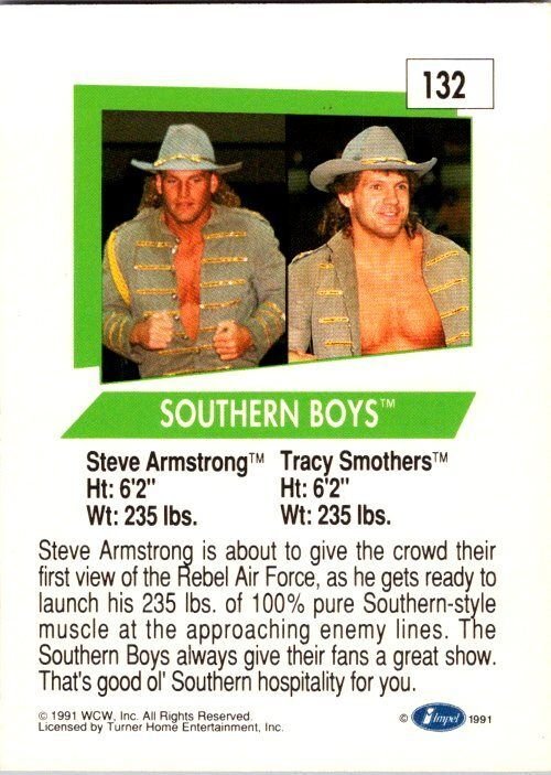 1991 WCW Wrestling Card Southern Boys Steve Armstrong Tracy Smothers sk21229