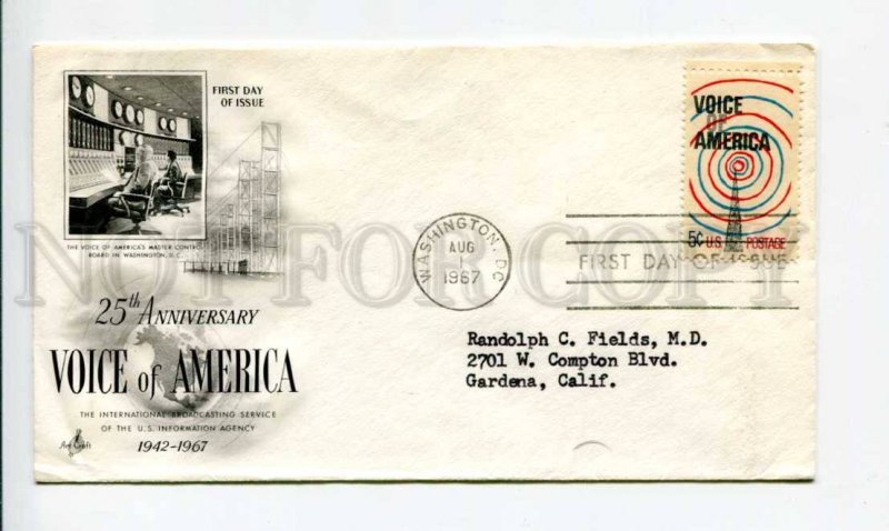 290298 USA 1967 year Voice of America RADIO First day COVER