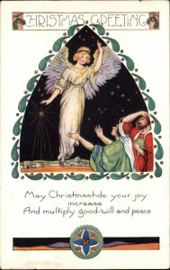 Christmas Arts and Crafts Angel Wise Men c1900-20s Vintage Postcard