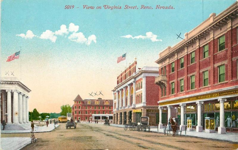 c1910 Mitchell Postcard 5019 View on Virginia Street  Reno NV