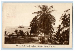 1932 Myrtel Bank Hotel Gardens Kingston Jamaica B. W. I. Posted Vintage Postcard 