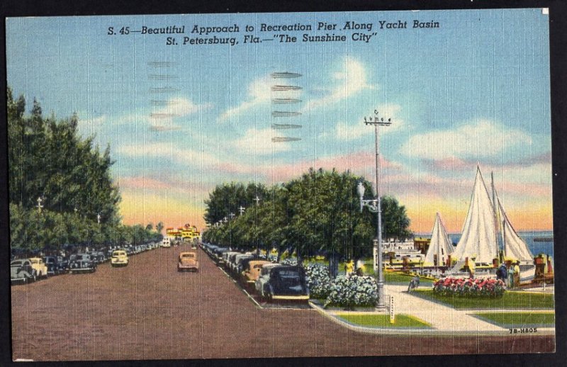 Florida ST. PETERSBURG Recreation Pier along Yacht Basin - pm1952 - LINEN