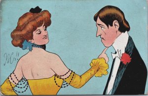 Art Nouveau Glamour Couple Animated  Vintage Postcard C131