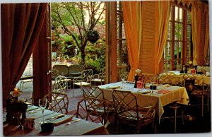 Postcard TX Houston Brennan's French Restaurant dining room and outdoor patio