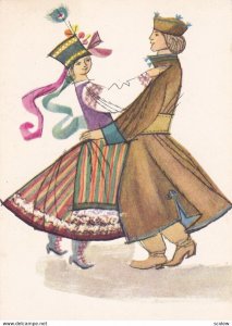 POLAND, Dancing Couple art postcard , 40-50s ; #8