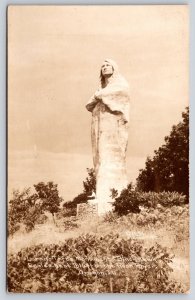 RPPC~Oregon Illinois~Rock River Bluff~Lorado Taft Black Hawk Monument~c1910 PC