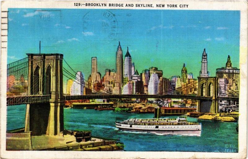 CPA AK Brooklyn Bridge and Skyline NEW YORK CITY USA (790302)