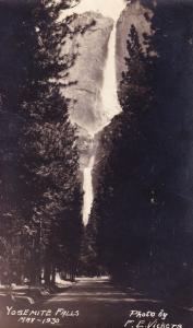 Vintage Photo Postcard, RPPC Yosemite Falls May 1930 Photo by F. E. Vickers  A21