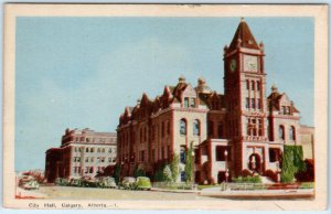 CALGARY, ALBERTA Canada   CITY HALL Street Scene ca 1930s  Postcard