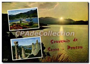 Postcard Modern Lake Greenhouse Poncon sunset over the lake and the bridge Sa...