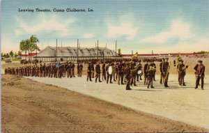 Camp Claiborne LA Leaving Theatre Soldiers Marching Band Unused Postcard H61