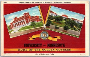 Campus Views of the University of Minnesota Minneapolis City of Lakes Postcard