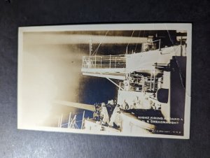 Mint USA Navy Military RPPC Ship Postcard Night Firing Aboard US Dreadnaught