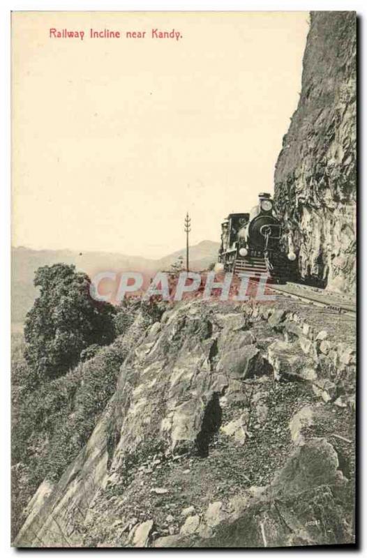 Old Postcard Sri Lanka Ceylon Railway incline near Kandy Train