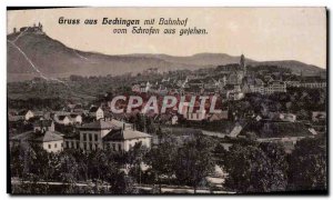 Old Postcard Gruss vom Bahnhof Mit Aus Hechingen Schrofen aus gesehen