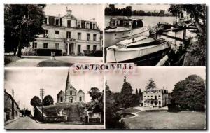 Postcard Modern Sartrouville The town hall Bords de Seine The church and the ...