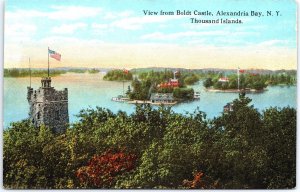 VINTAGE POSTCARD VIEW FROM BOLDT CASTLE ALEXANDRIA BAY THOUSAND ISLANDS N.Y.