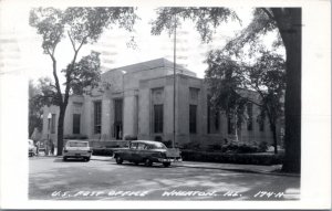 RPPC IL Wheaton - Post Office with US Army car in front